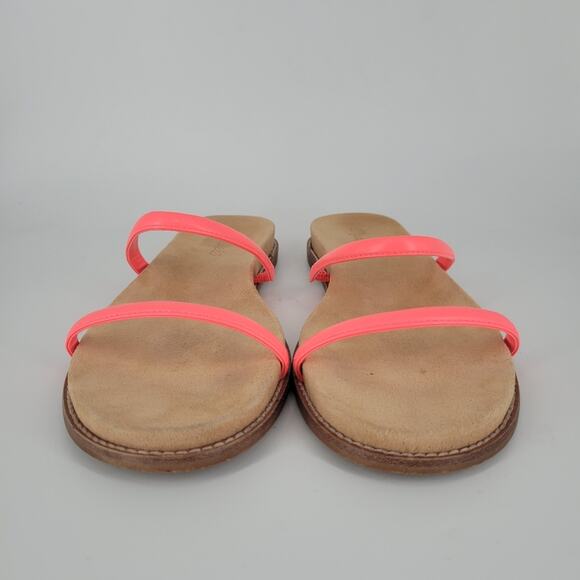 Madewell Neon Pink Double Strap Leather Sandals 10 - Picture 2 of 9